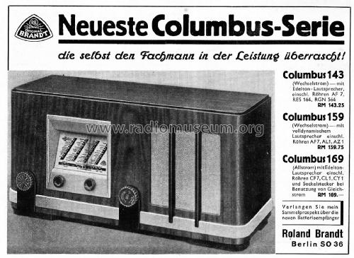 Columbus 159; Brandt Roland Brandt (ID = 3109563) Radio