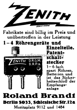 Patent Schaltstecker Zenith ; Brandt Roland Brandt (ID = 2863680) Radio part