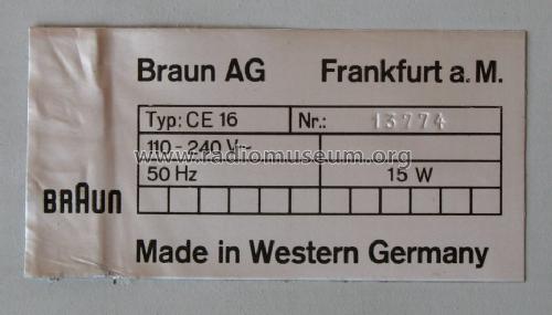 CE16; Braun; Frankfurt (ID = 437928) Radio