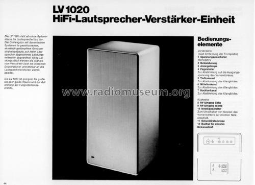 Hi-Fi Lautsprecher-Verstärker-Einheit LV1020; Braun; Frankfurt (ID = 1881679) Lautspr.-K