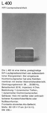 Lautsprecher-Einheit L400; Braun; Frankfurt (ID = 1753441) Speaker-P