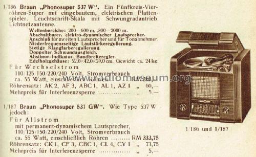 Phono-Super 537W; Braun; Frankfurt (ID = 1730355) Radio