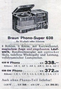 Phono-Super 638W; Braun; Frankfurt (ID = 2817383) Radio