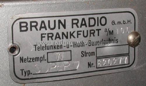 Super 7W; Braun; Frankfurt (ID = 1092095) Radio