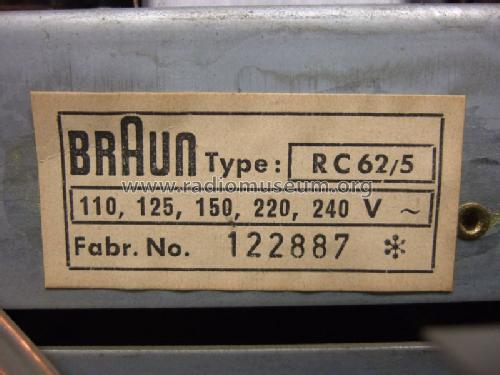 Studio 1 Ch= RC62/5; Braun; Frankfurt (ID = 847846) Radio