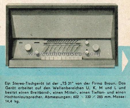 TS31 Stereo Ch= RC82C; Braun; Frankfurt (ID = 2608484) Radio