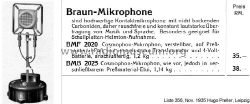 Cosmophon-Mikrophon BMF2020; Braun; Frankfurt (ID = 1340914) Micrófono/PU