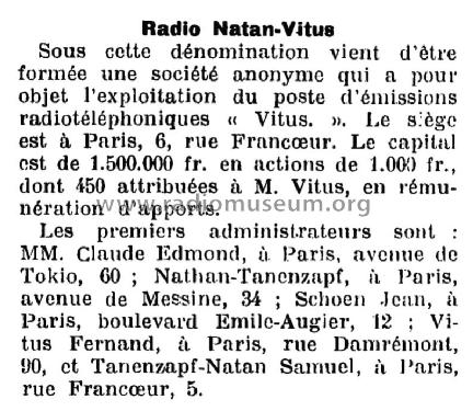 Radio-Vitus, Radio-Natan-Vitus ; Broadcasting (ID = 2074019) Divers