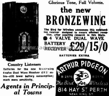 Bronzewing 4 Valve Dual Band ; Bronzewing Brand, (ID = 1831881) Radio