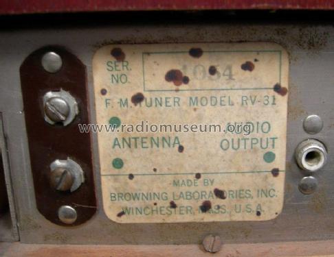 FM Tuner RV-31 ; Browning (ID = 1277803) Radio