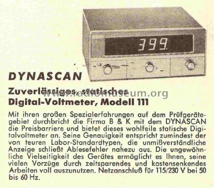 B+K Dynascan 111; B&K Precision, (ID = 841741) Ausrüstung