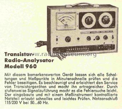 Transistor Radio Analyst 960; B&K Precision, (ID = 841738) Equipment