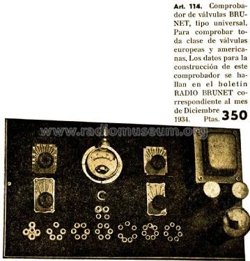 Comprobador Universal de Válvulas - Tube tester Art.114; Brunet, Bobinas (ID = 2544974) Equipment