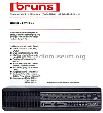 Saturn ; Bruns; Hamburg (ID = 2403904) Radio