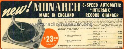 Monarch Record Changer UA6 ; BSR Brand, (ID = 3276554) R-Player