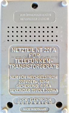 Netzteil für Telefunken-Transistorgeräte NT 201 A; Buck Elektronik; Sch (ID = 3052704) Power-S