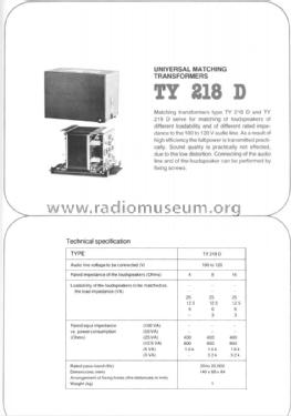 Universal Matching Transformers TY219D; BEAG - Budapesti (ID = 1618479) Misc