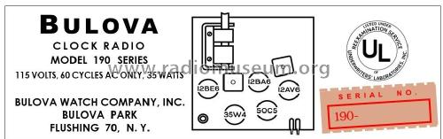 190; Bulova Watch Corp.; (ID = 2947809) Radio