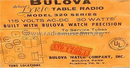 Deluxe Lyric Table Radio 320 Series; Bulova Watch Corp.; (ID = 2690989) Radio