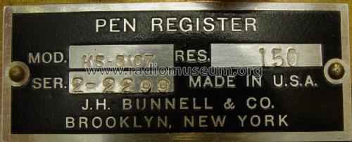 Telegraphy Morse Pen Register KS-3107; Bunnell & Co., J.H.; (ID = 2031502) Morse+TTY