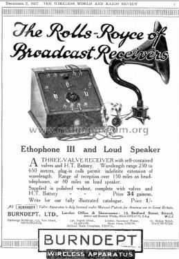 Ethophone III ; Burndept Ltd. London (ID = 2424061) Radio
