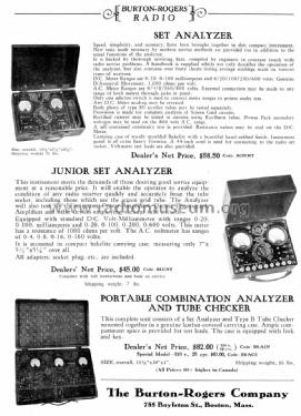 Portable Combination Analyzer and Tube Checker ; Burton-Rogers (ID = 1094875) Equipment