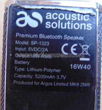 Bluetooth Speaker SP-1323; Acoustic Solutions (ID = 2722130) Bluetooth