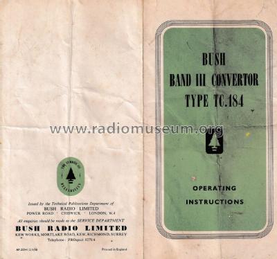 TV Tuner Unit TC184; Bush Radio Ltd.; (ID = 2512594) Converter