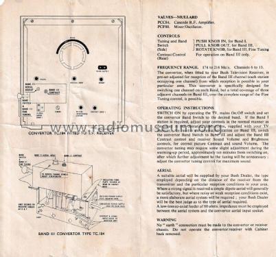 TV Tuner Unit TC184; Bush Radio Ltd.; (ID = 2512595) Adattatore