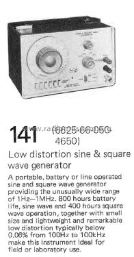Low Distortion Sine and Square Wave Generator 141; BWD Electronics Pty (ID = 2646376) Equipment