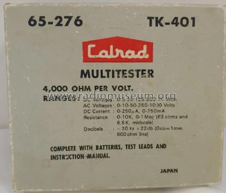 Analog Multimeter 65-276 ; Calrad - California (ID = 3040816) Equipment