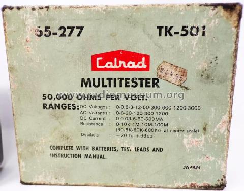 Analog Multimeter 65-277 TK-501; Calrad - California (ID = 3040890) Equipment