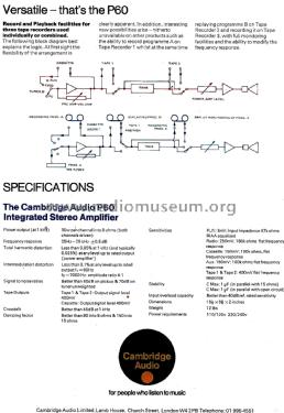 Integrated Amplifier P60; Cambridge Audio (ID = 2540473) Ampl/Mixer