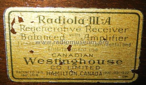 Radiola IIIA; Canadian (ID = 2605132) Radio