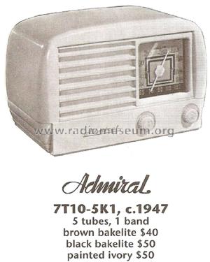 7T10 Ch= 5K1; Canadian Admiral Co. (ID = 1686202) Radio