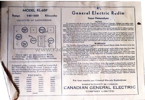 KL-6BP ; Canadian General (ID = 2751448) Radio