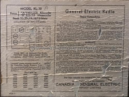 KL-70 ; Canadian General (ID = 2416956) Radio