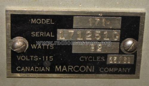 171 ; Canadian Marconi Co. (ID = 1526594) Radio