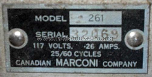 261 ; Canadian Marconi Co. (ID = 1055681) Radio