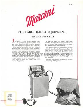 Portable Radio Equipment CS-11; Canadian Marconi Co. (ID = 3092442) Commercial TRX