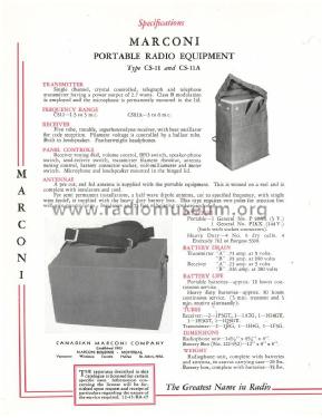 Portable Radio Equipment CS-11; Canadian Marconi Co. (ID = 3092443) Commercial TRX