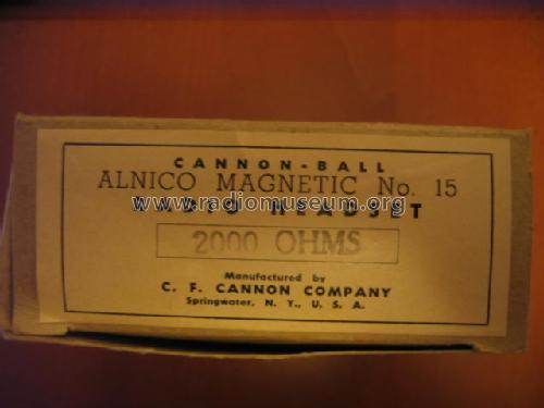 Alnico Magnetic No15 Radio Headset; Cannon, C.F.,Co., (ID = 619164) Parlante