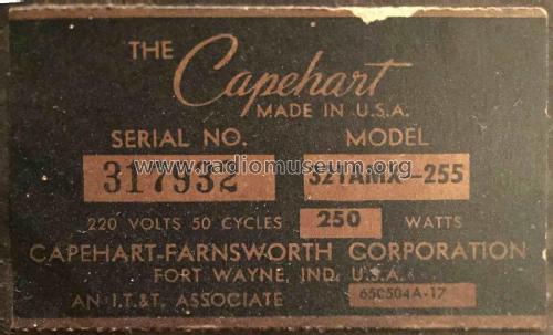 321AMX-255 Ch= CT-27; Capehart Corp.; Fort (ID = 1839682) Televisore