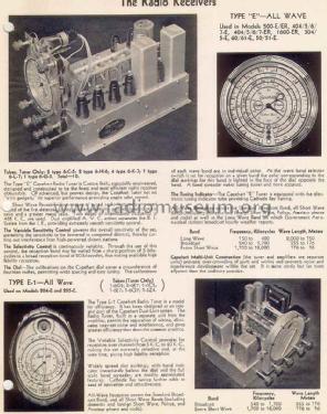 400-E DeLuxe series & 1600-ER DeLuxe plain cabinet general, samples & unknown; Capehart Corp.; Fort (ID = 1384166) Radio