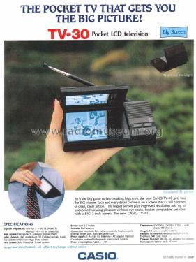 Pocket Television TV-30; CASIO Computer Co., (ID = 2764817) Television