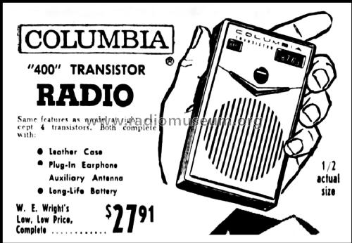 4 Transistor 400G Label code PR-1018; CBS-Columbia Inc.; (ID = 3084171) Radio