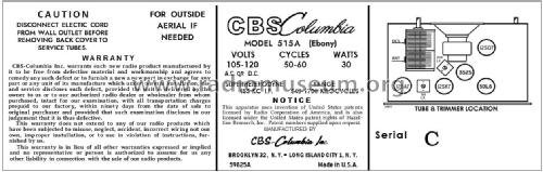 515A ; CBS-Columbia Inc.; (ID = 2925555) Radio