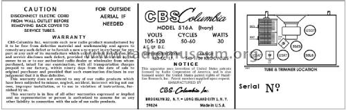 516A ; CBS-Columbia Inc.; (ID = 2925556) Radio