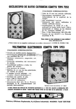 Osciloscopio 7252; Cemtys, S.A.; Madrid (ID = 2428843) Equipment