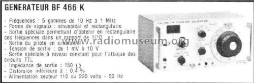 Sine-Square Wave Generator - Generateur BF 466K; Centrad; Annecy (ID = 2593685) Equipment